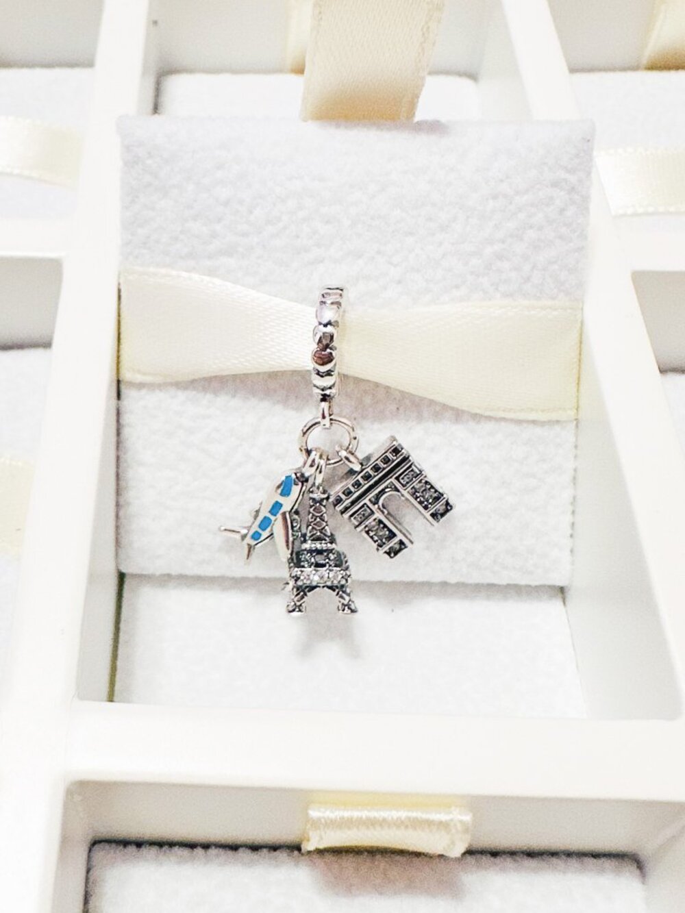 925 Sterling Silver Paris Eiffel Tower, Arc de Triomphe And Airplane Charm